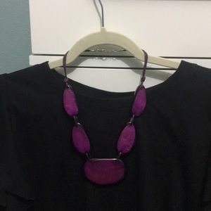 Purple leather and disc necklace